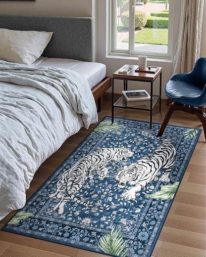 Moynesa Tiger Machine Washable Rug, 3x5 Entry Area Rug Non Slip Vintage Soft Rug - Image 8