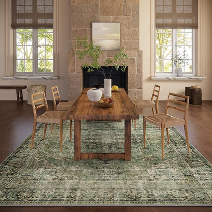 6x9 Area Rugs for Living Room: Washable Bedroom Rug Boho Vintage Rugs Stain - Image 5
