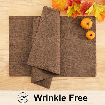 Faux Cotton Linen Placemats Set of 4, Cloth Washable Farmhouse Dining Table Mats - Image 5