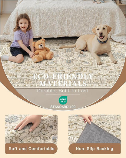 Madane Area Rug 3x5, Entryway Washable Vintage Runners Bedroom Non Slip Indoor - Image 5