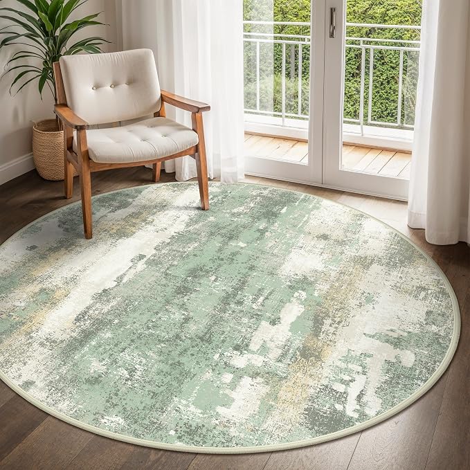 BEIMO Round Rugs 5FT for Living Room Bedroom, Modern Abstract Machine Washable by BEIMO