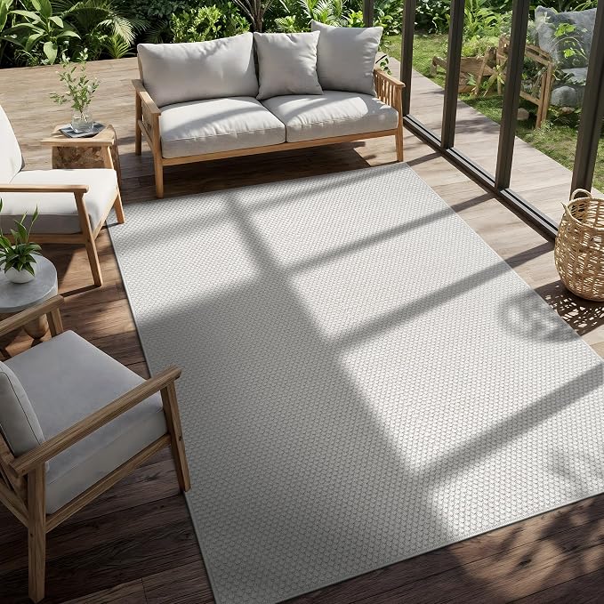 CAMILSON Easy Jute Rug 8x10, Indoor Outdoor Off-White Farmhouse Area Rugs - Image 8