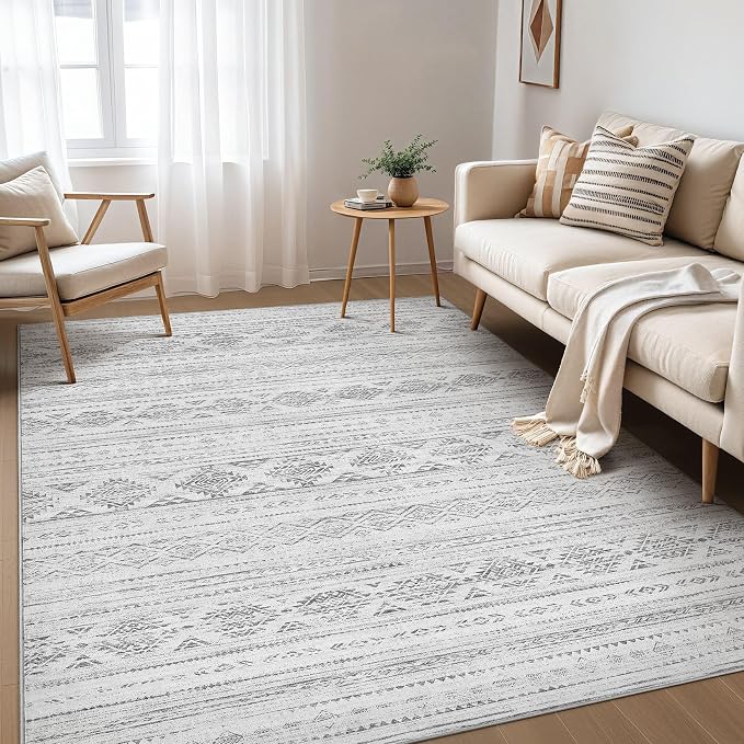 Nakagishi 7x9 Area Rug Living Room: Washable Boho Large Neutral Soft Farmhouse - Image 2