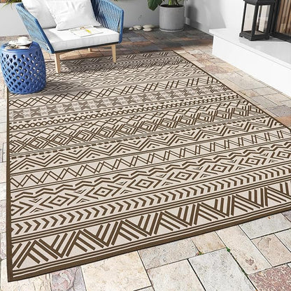 Outdoor Rug Carpet 9x12 ft, Flatweave Textured Outdoor Patio Rug Non Slip by MontVoo