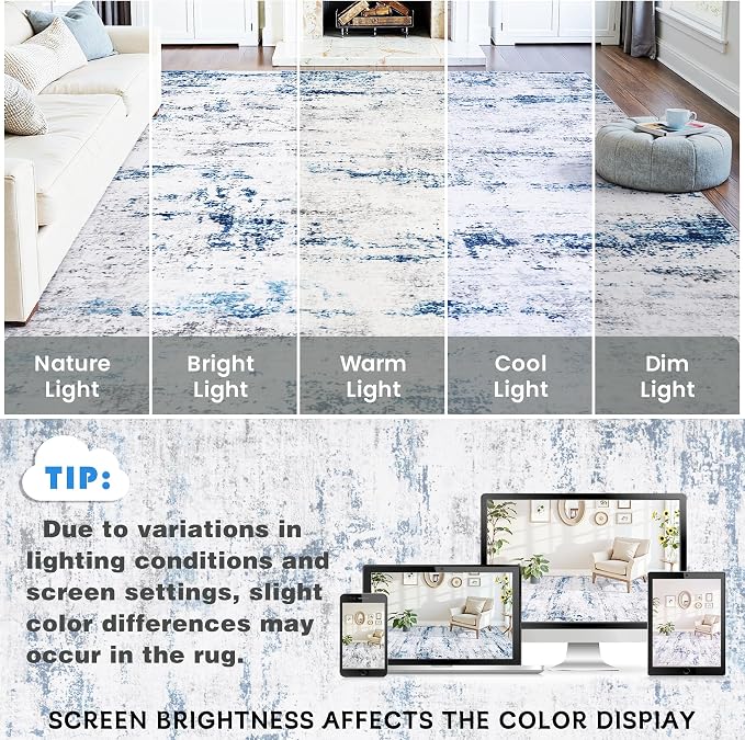 Area Rug Living Room Rugs: 9x12 Large Soft Indoor Carpet Modern Abstract Rug - Image 9