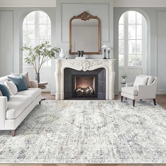 Soalmost 9x12 Area Rugs for Living Room, Non Slip Machine Washable Vintage Rugs by Soalmost