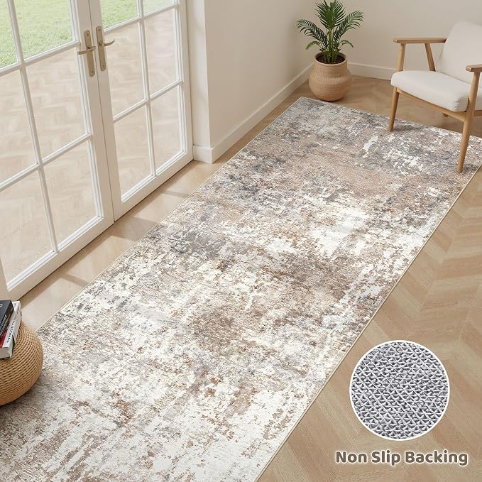 Runner Rug Kitchen Washable Rugs: 2x6 Non-Slip Abstract Soft Modern Stain - Image 3