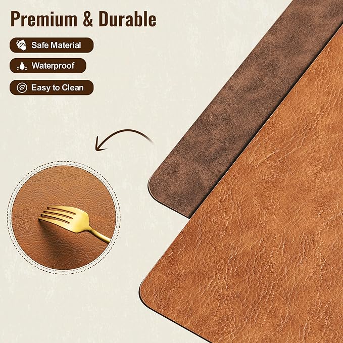 Placemats Set of 12, DOLOPL Reversible Dual-Color Faux Leather Place Mats - Image 7