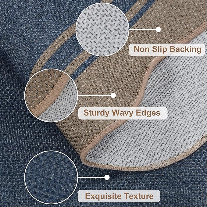 5x7 Scalloped Rug Easy Jute Washable Outdoor Patio Rug - Image 4