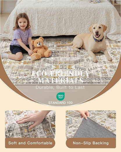 Madane 5x7 Area Rugs for Living Room, Stain Resistant Washable Rugs, Non-Slip - Image 5