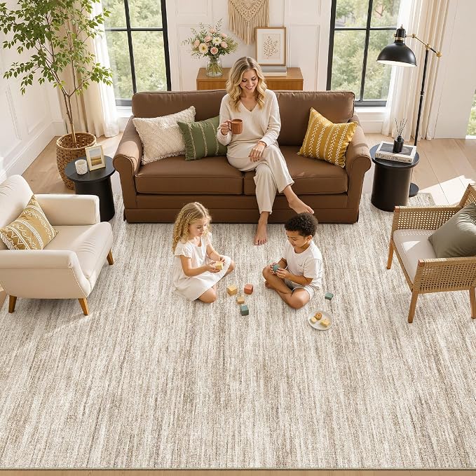 Nakagishi 6X8 Area Rugs Living Room: Washable Large Vintage Rug Neutral - Image 8