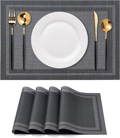 Placemats Set of 4 Washable Indoor | Outdoor Vinyl Place Mats by CADONO