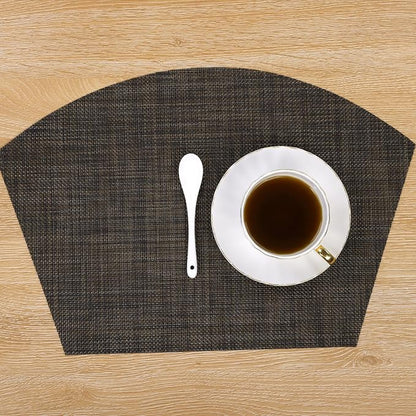 SHACOS Small Wedge Placemats Set of 4 Woven Vinyl Round Table Placemats Wipe - Image 9