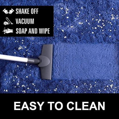 LOCHAS Bedroom Rug 2.6' x 5.3', Light Navy Fluffy Shaggy Area Rug - Image 5