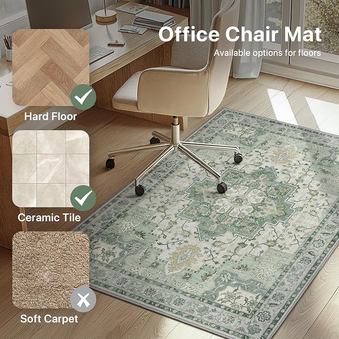 48"x72" Office Chair Mat for Hardwood Tile Floor, Under Desk Carpet Protector - Image 3