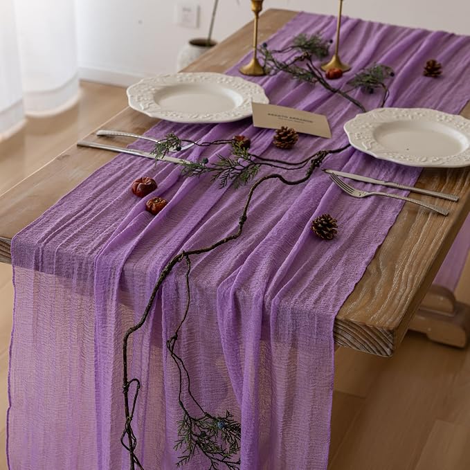 Lilac Cheesecloth Table Runner 120 Inches by KEKETOARRANGE