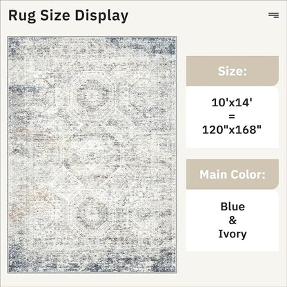 Soalmost 10x14 Area Rugs for Living Room, Non Slip Machine Washable Vintage Rugs - Image 4