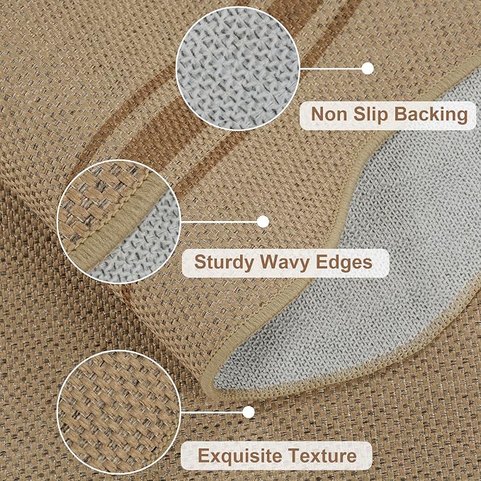 Easy Jute Kitchen Rug 2x3 Front Door Mat Washable Non Slip Entryway Rug - Image 3