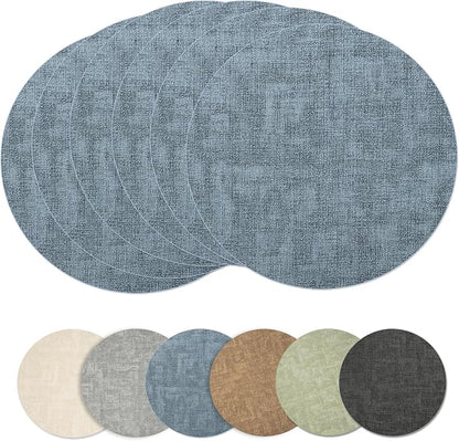 Maxpearl Faux Leather Round Placemats Set of 6, 13.8 inch, Heat Resistant by Maxpearl