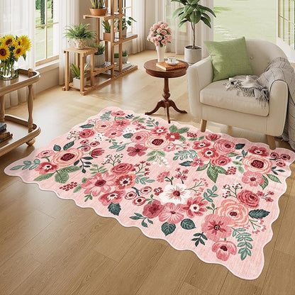 DUKINO 3x5 Area Rug, Floral Non-Slip Indoor Washable Rug - Image 3