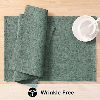 Faux Cotton Linen Placemats Set of 8, Cloth Washable Farmhouse Dining Table Mats - Image 5
