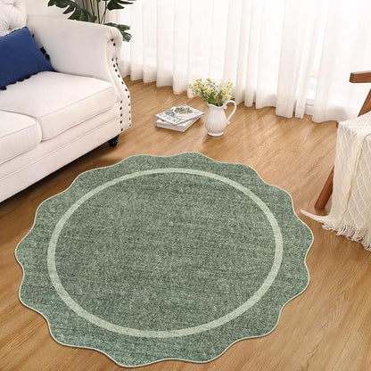 GarveeHome Scalloped Round Area Rugs, Washable Small Round Rug 3 ft Non-Slip - Image 3