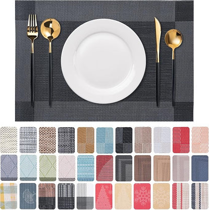 Placemats Set of 6 Washable Indoor | Outdoor Vinyl Place Mats by CADONO