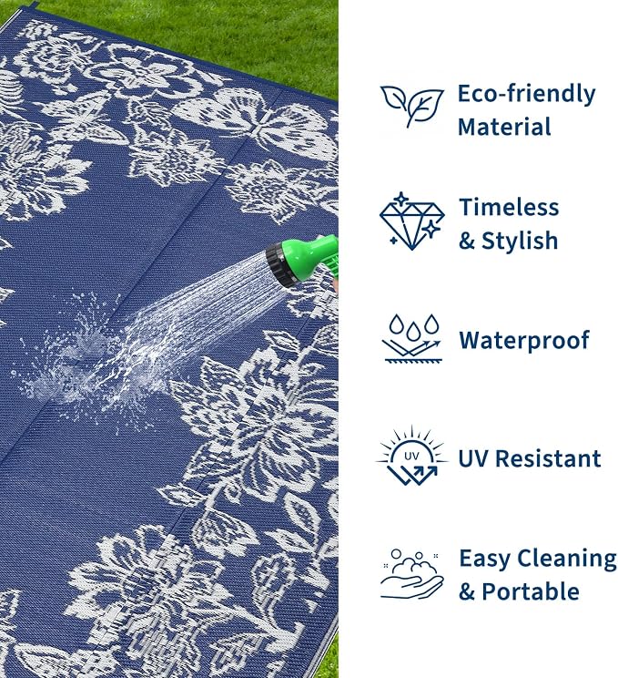 Garvee Outdoor Rugs 8’x10’ Waterproof Reversible Mats, Large Area Plastic Straw - Image 2