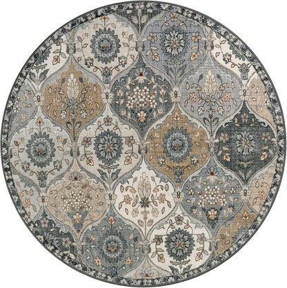 Lahome Moroccan Washable Round Area Rug, Soft Vintage Round Rug 3ft, Distress - Image 2