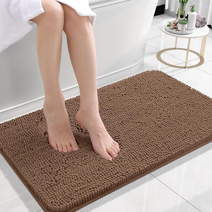 OLANLY Small Bathroom Rugs 24x16, Extra Soft Absorbent Chenille Bath Rugs by OLANLY