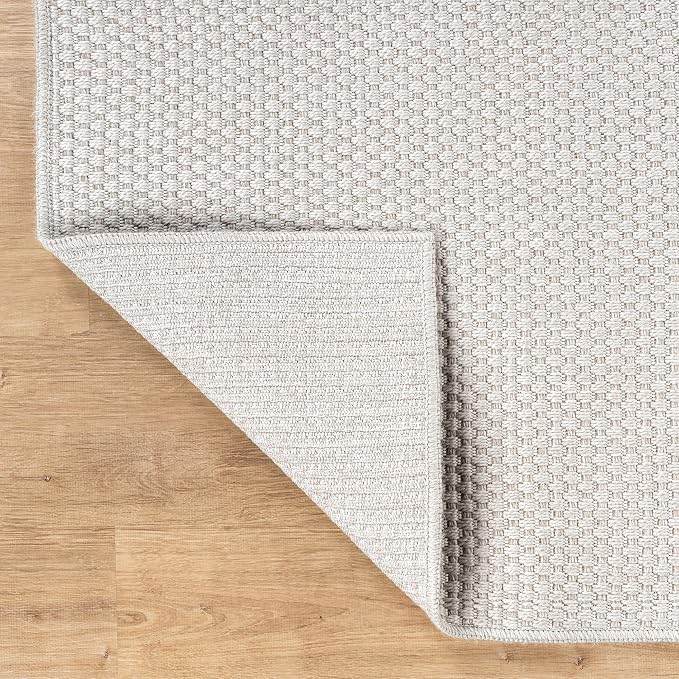 CAMILSON Indoor and Outdoor Runner Rug Off-White Solid Woven Design - Image 7