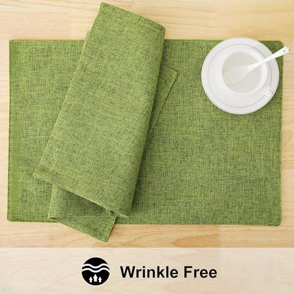 Faux Cotton Linen Placemats Set of 4, Cloth Washable Farmhouse Dining Table Mats - Image 5