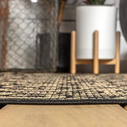 JONATHAN Y Vintage Filigree Indoor Outdoor Area Rug 5X8 Black/Khaki, Madrid - Image 8