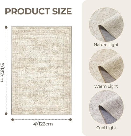 Area Rugs 4x6 for Living Room, Non-Slip Backing Small Kids Rugs for Bedroom - Image 2