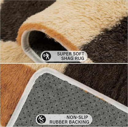 PureCozy Checkered Rug 4x6 for Living Room, Colorful Modern Shag Rug Super Soft - Image 4