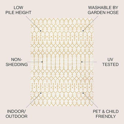 JONATHAN Y Moroccan Geometric Indoor Outdoor Area Rug 8X10 Cream/Yellow - Image 3