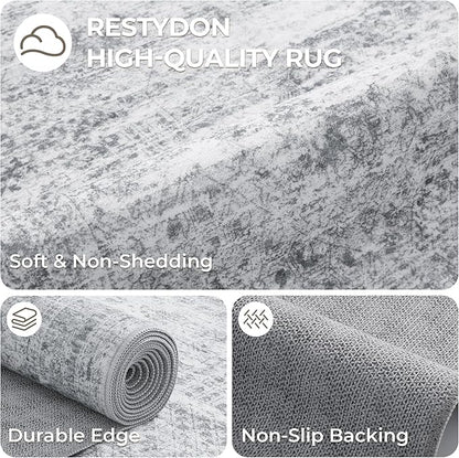 6x9 Rug for Living Room, Soft Low Pile Indoor Washable Rugs for Bedroom - Image 7