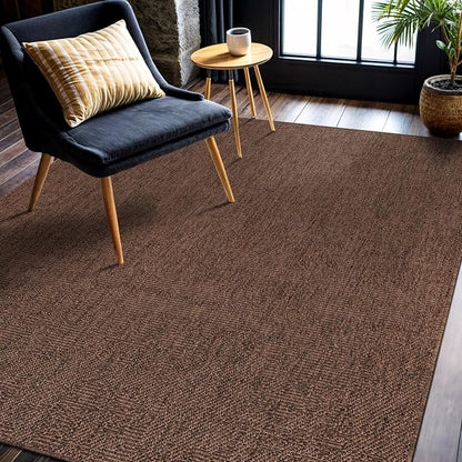 CAMILSON Easy Jute Rug 5x7, Indoor Outdoor Brown Color Fiber Area Rugs - Image 8