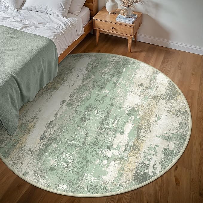 BEIMO Round Rugs 5FT for Living Room Bedroom, Modern Abstract Machine Washable - Image 3