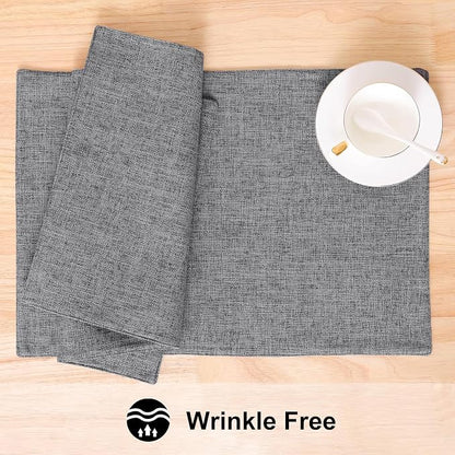 Faux Cotton Linen Placemats Set of 4, Cloth Washable Farmhouse Dining Table Mats - Image 5