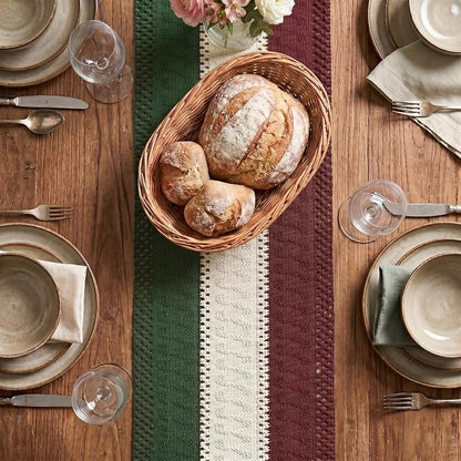 Artoid Mode Green Beige Red Farmhouse Rustic Table Runner 12x72 Inch | Holiday - Image 2