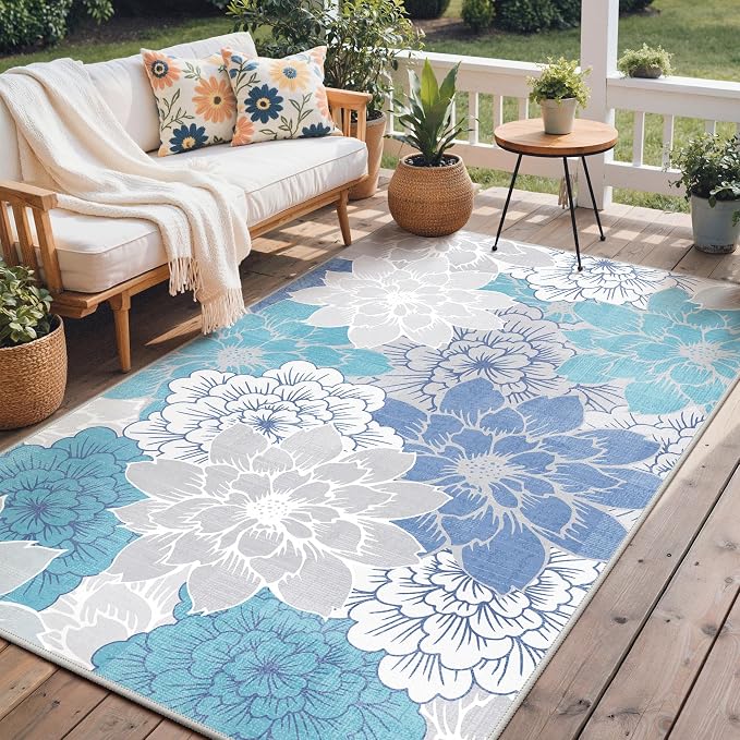 GENIMO Indoor Outdoor Area Rug 6'x9', Machine Washable Rugs by GENIMO