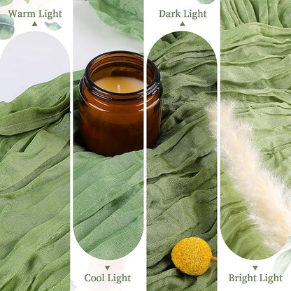 AGIRL Sage Green Cheesecloth Table Runner 10FT Boho Gauze Home Decor | Rustic - Image 4