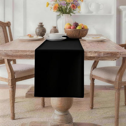 MEANMOY Black Table Runner 48 Inches Long Waterproof Washable Table Runners | by MEANMOY