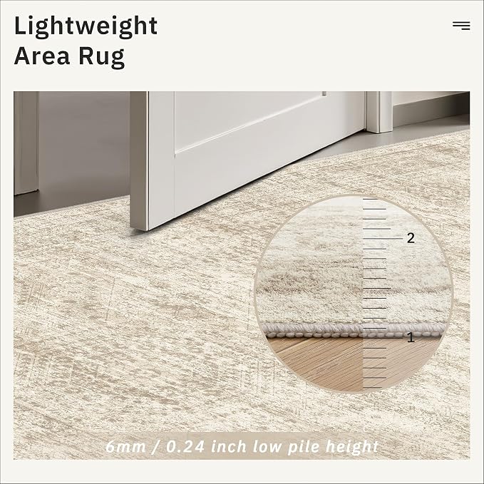 Soalmost 5x5 Beige Round Rug 5ft Living Room Circle Rug Vintage Round Area Rug - Image 6