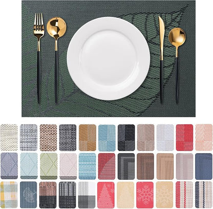 Placemats Set of 6 Washable Indoor | Outdoor Vinyl Place Mats by CADONO