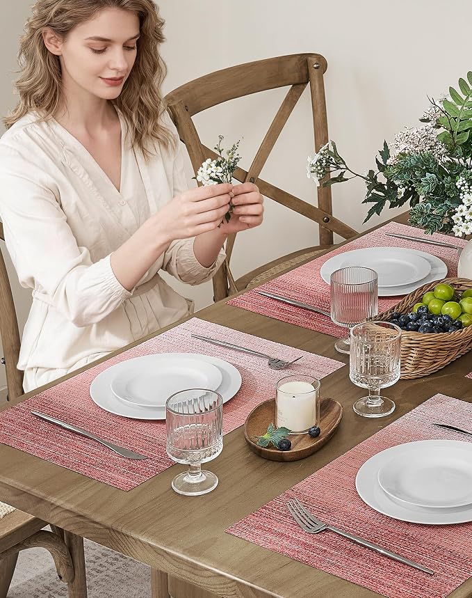 Leetaltree Gradient Pink Woven Placemats Set of 24 - Image 2