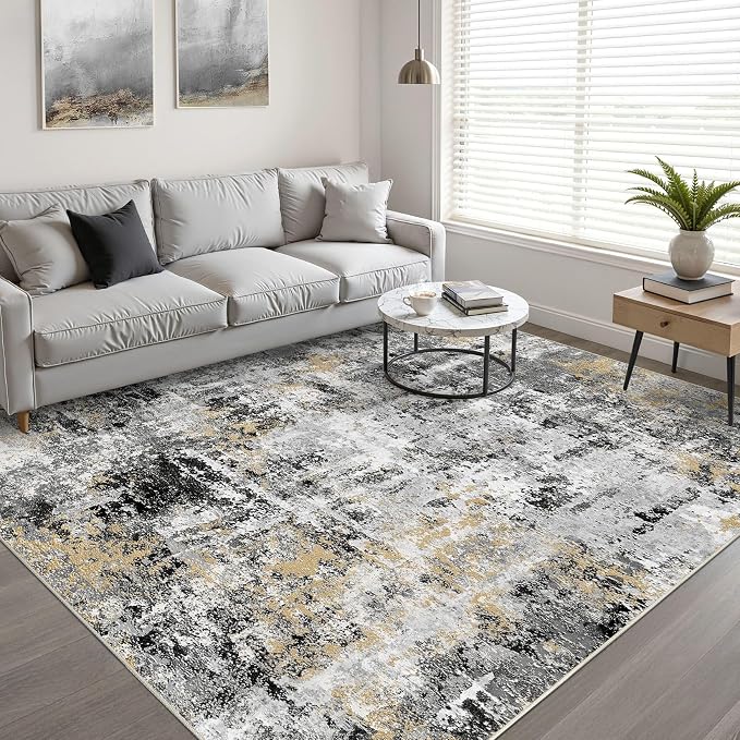 5x8 Area Rug Living Room: Washable Large Abstract Neutral Modern Soft Rug Stain - Image 5