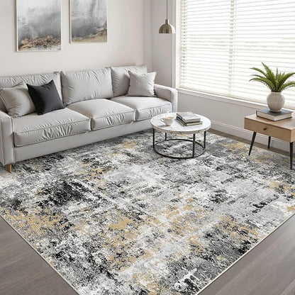 10x14 Area Rugs Living Room: Washable Large Abstract Neutral Modern Soft Rug - Image 5