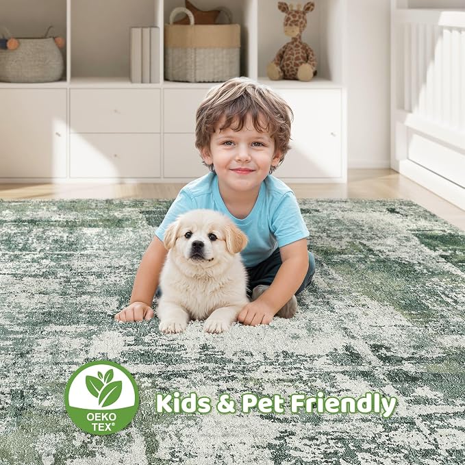 8x10 Area Rugs Living Room: Washable Large Abstract Soft Stain Resistant Indoor - Image 7